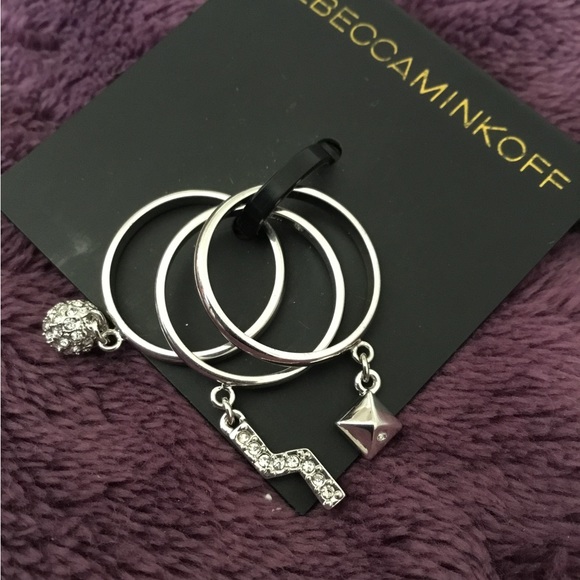 NWT Vintage Rebecca Minkoff Silver Stack Rings - Size 7 - Picture 5 of 6